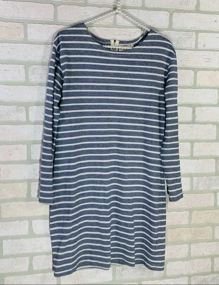 Sail to Sable Textured Knit Stripe Long Sleeve Dress in Navy Size S - Image 4