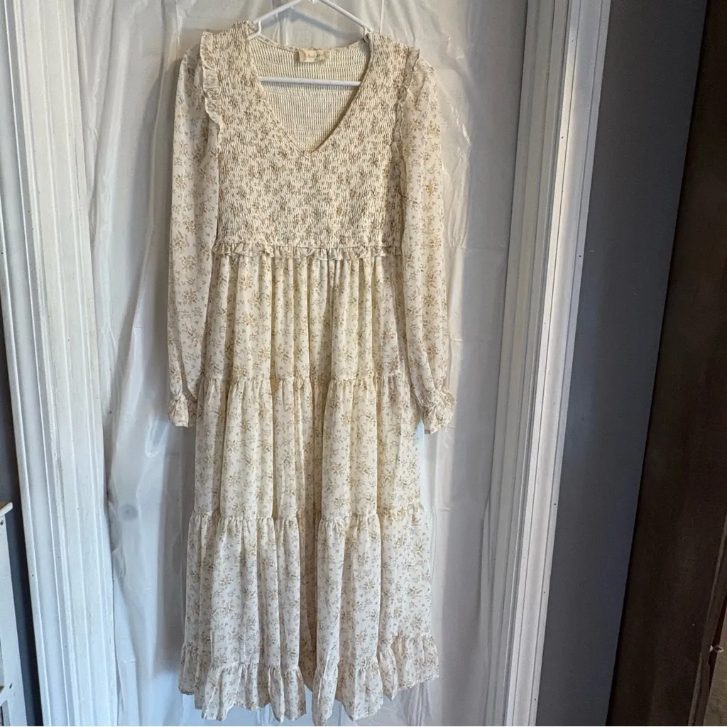 Altar'd State Prairie Dress Small‎ Long Floral Smocked Tiered Cottagecore Maxi - Image 2