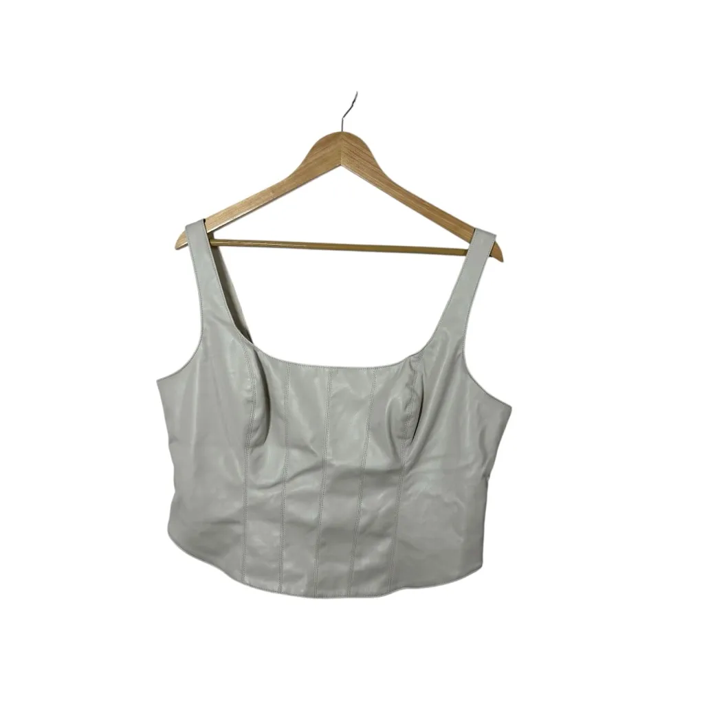 Abercrombie Women’s Vegan Leather Corset Top in Beige Size XL - Image 2
