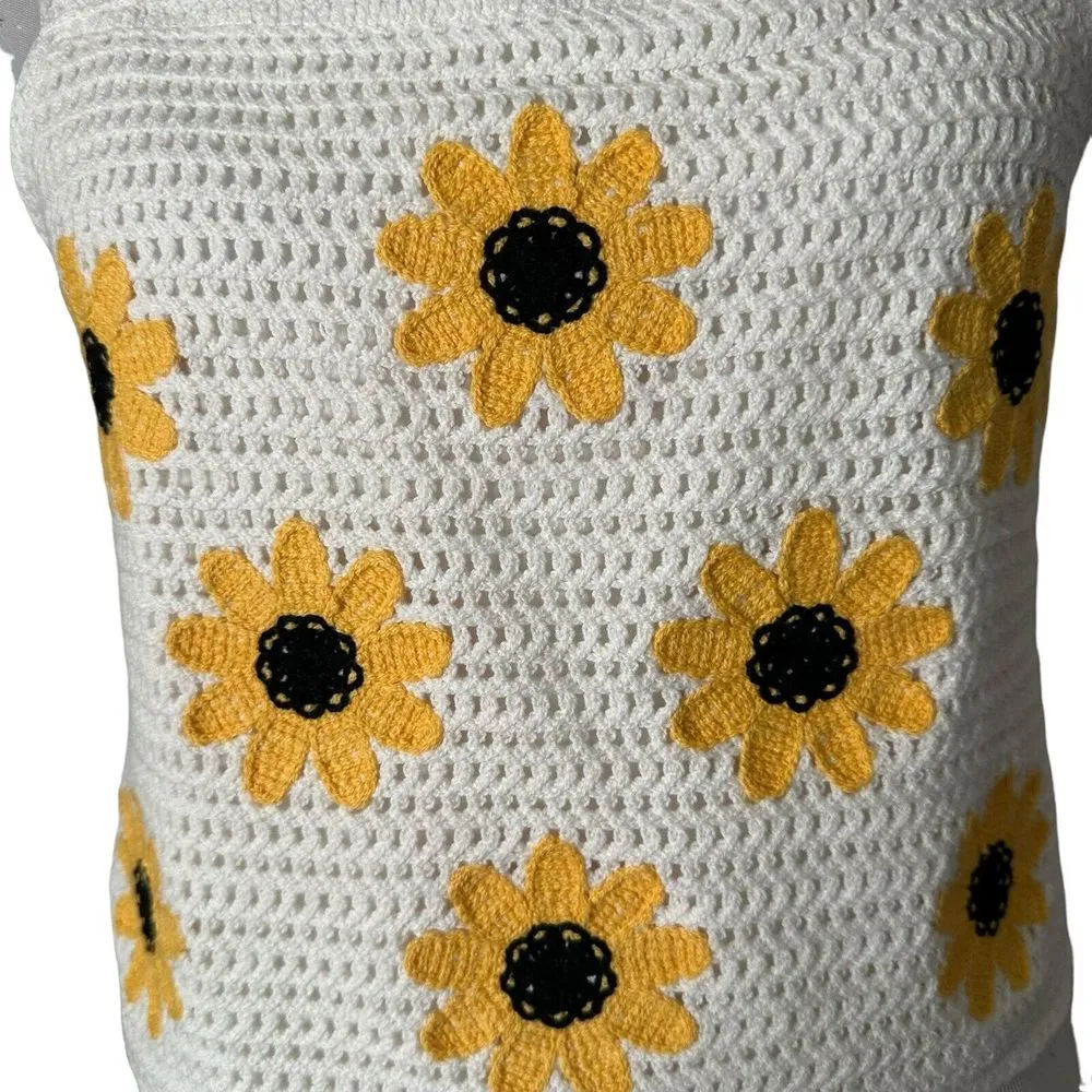 Altar'd State Crochet Crop Top Sunflower Pattern Size‎ M Festival BOHO Soft Girl - Image 7