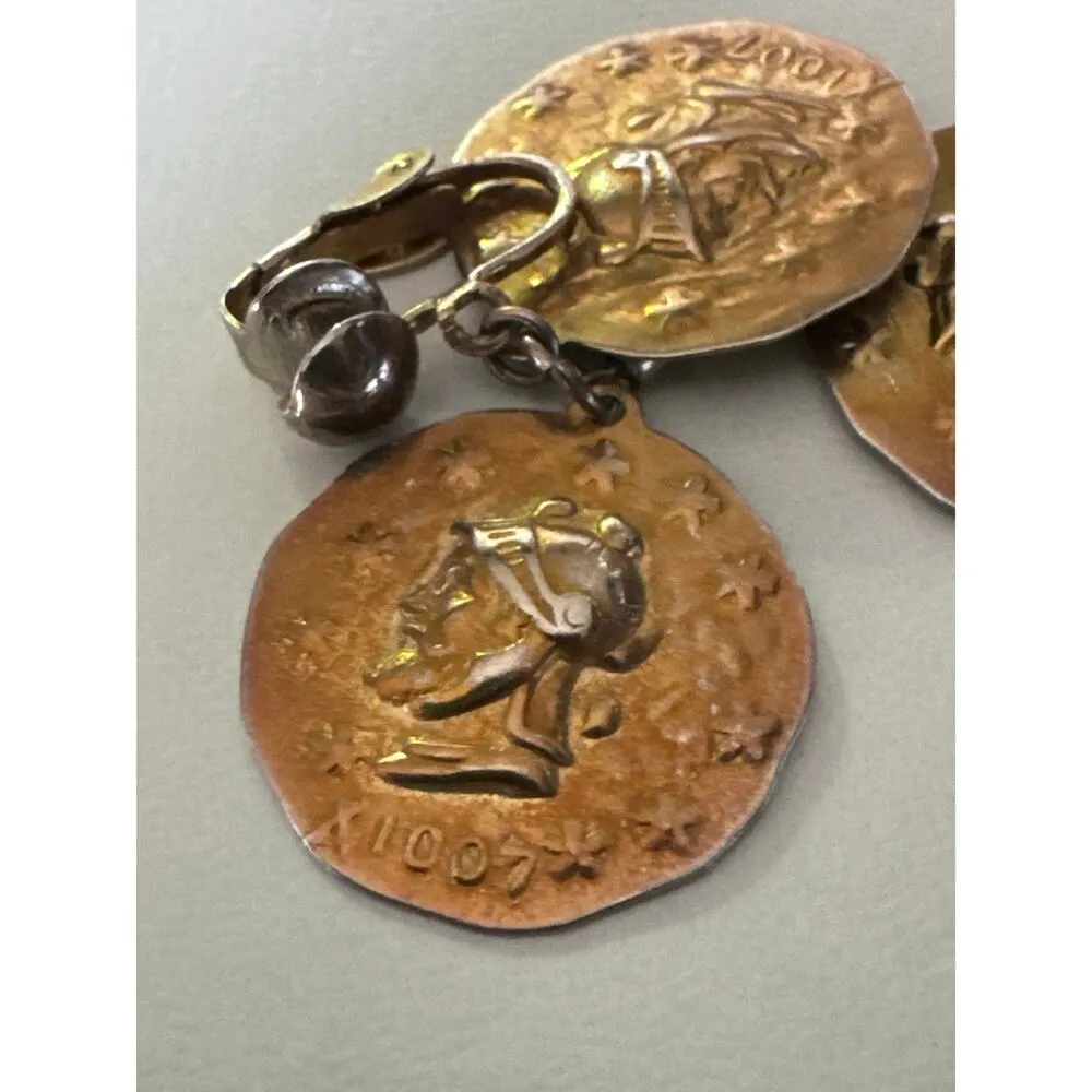Vintage Dangling Coin X1007 Clip on Earrings - Image 10
