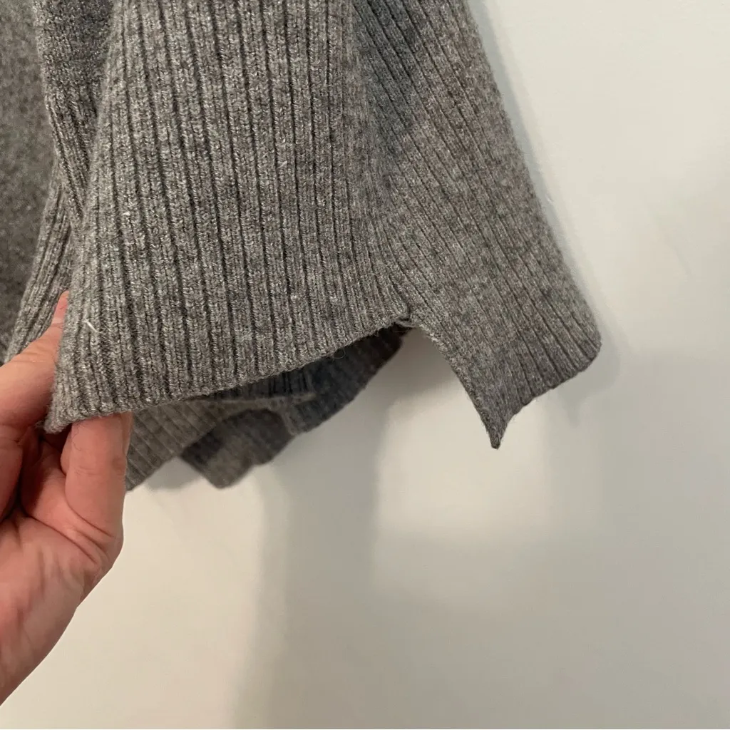 CABLE & GAUGE Cowl Neck Sweater Gray Flecked Speckled Hi-Lo Hem Tunic Sweater L - Image 9