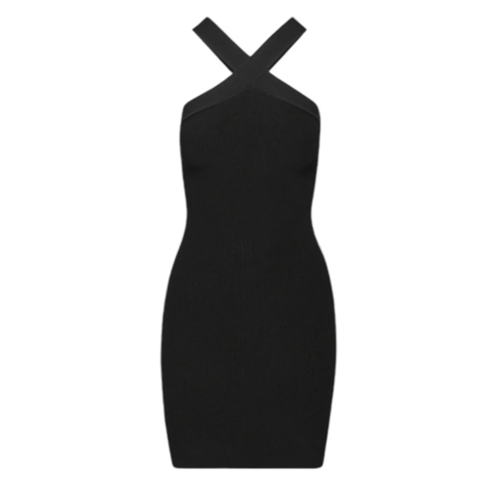 Sincerely Jules Aritzia Sculpt Knit Criss Cross Halter Dress NWT Size M Black Size M - Image 3