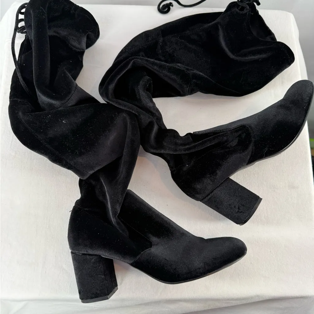 Charles By Charles David Velvet Over the Knee Heeled Boots in Black Size 8 - Image 2
