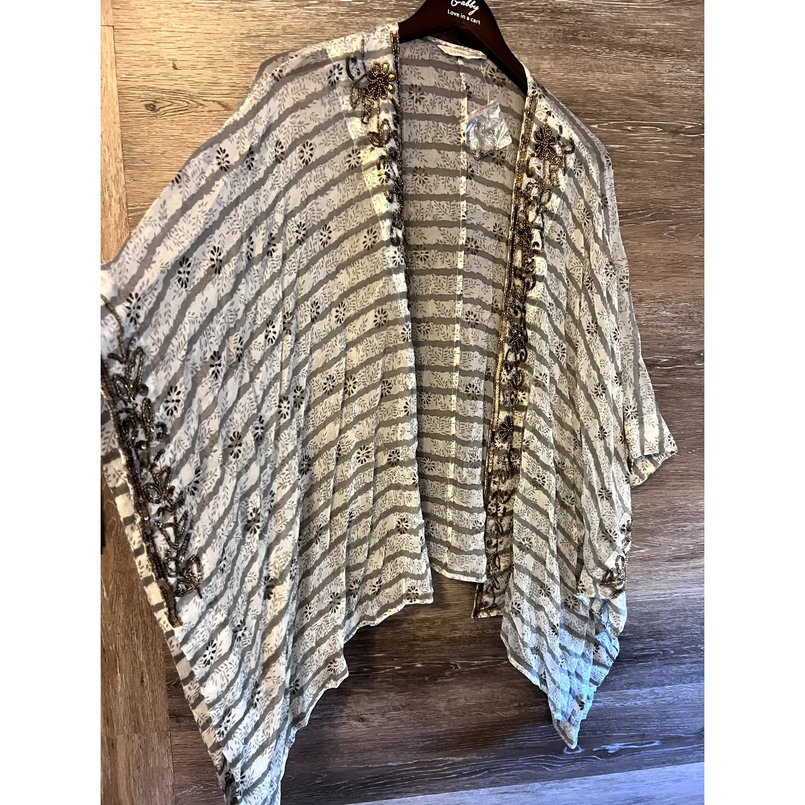 Soft Surroundings cape Women One size Kimono NEW Embroidered Made in India - Image 2