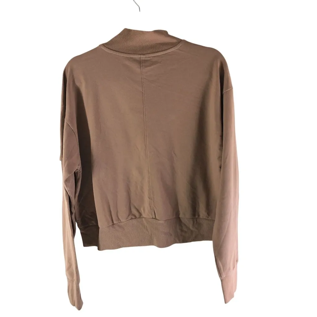 All In Motion Womens Brown Mock Neck Pullover Sweatshirt M Cotton Blend - Image 2