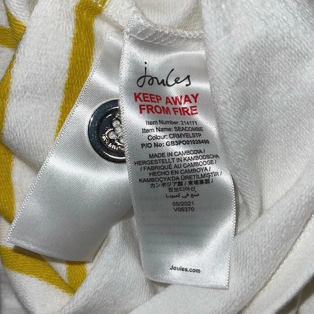 Joules Womens Striped Seacombe Button Shoulder Breton Top White Yellow Sz 20 NWT - Image 9