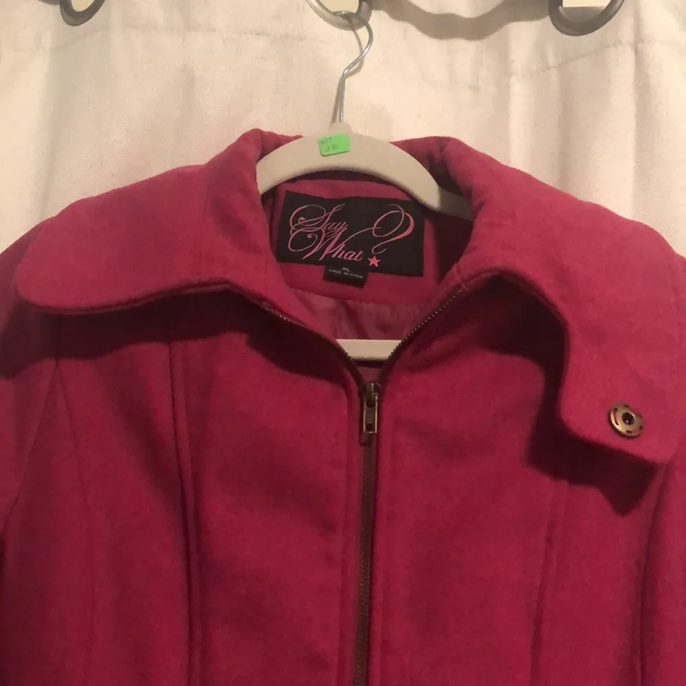 Say What? Magenta Pea Coat, size XL - Image 2