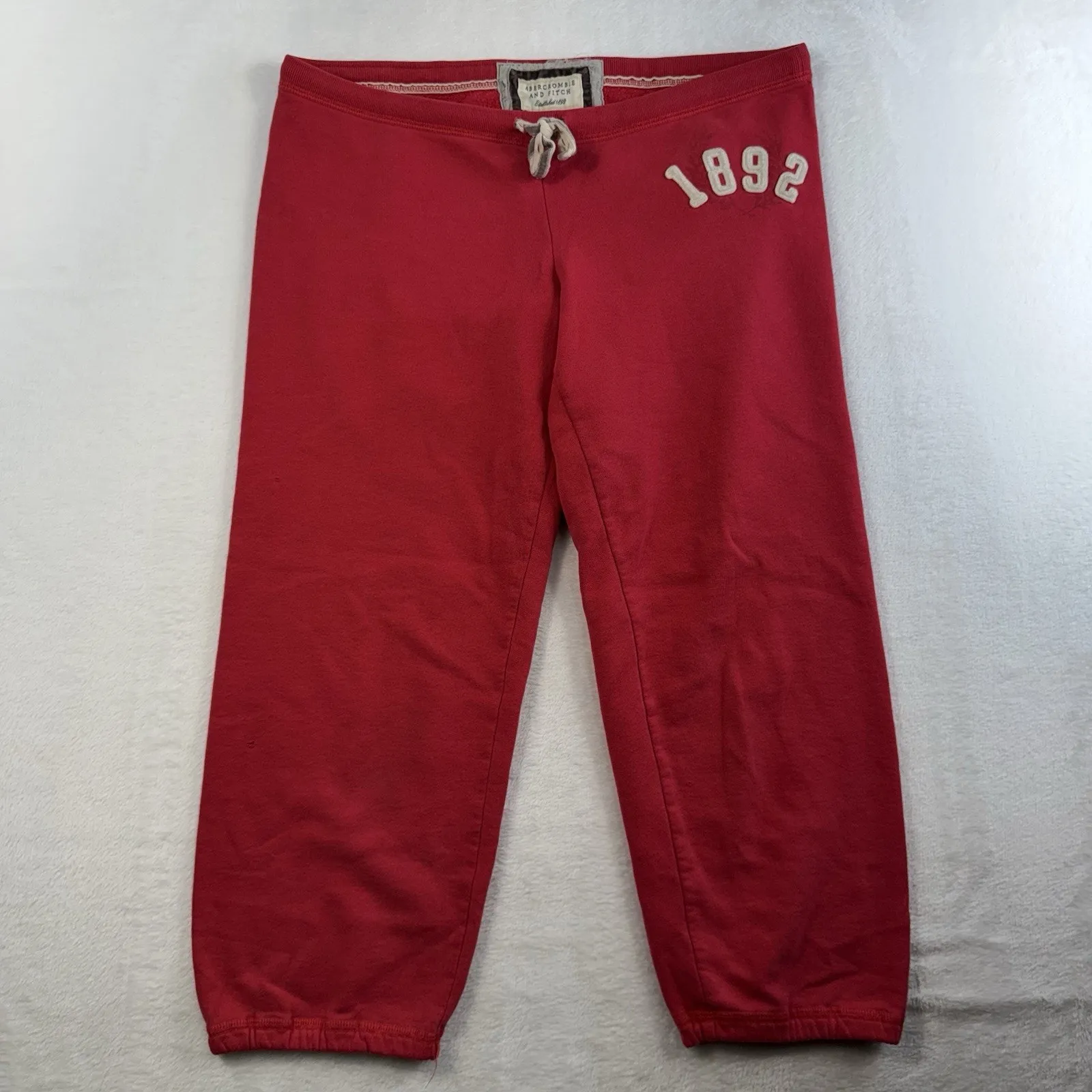 VTG Y2K Abercrombie & Fitch Large Joggers Sweatpants Patch Spellout Low Rise Red - Image 3