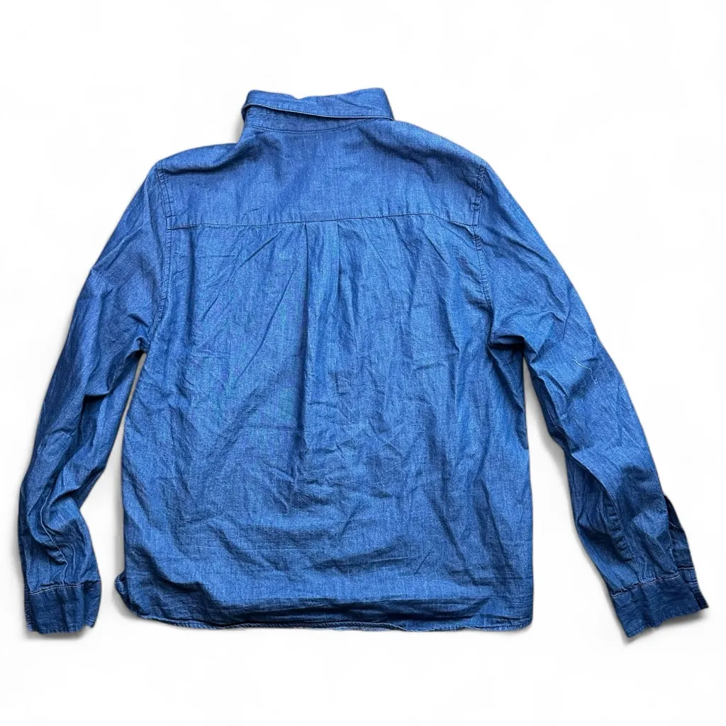 Disney  Parks Christmas Denim Jean Button Down L - Image 3