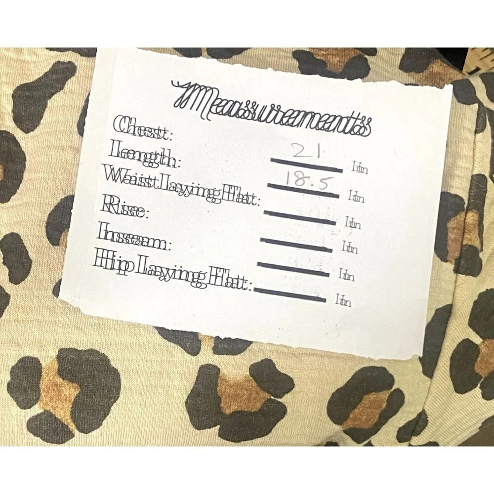 ZARA Leopard Crop Top Lightweight Long Sleeve Elastic Waist Round Neck M Cream - Image 7