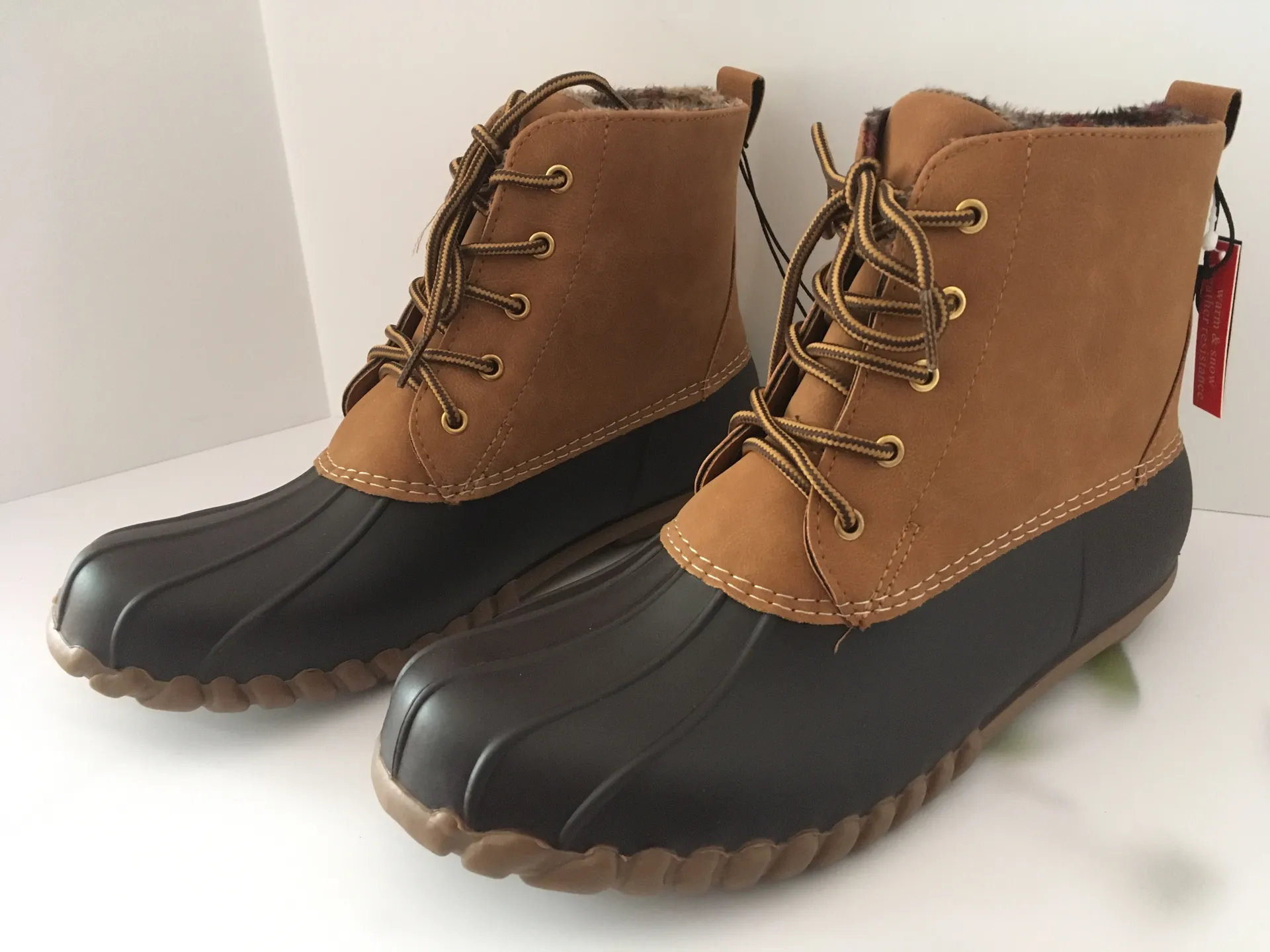 Winter Duck Boots, Size 10 Tan - Image 6