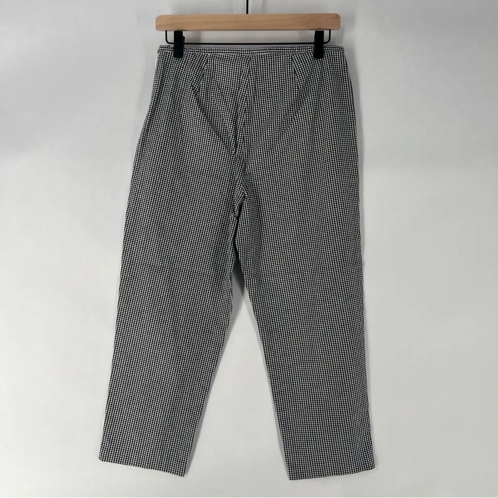 Petite Sophisticate Gingham Stretch Cotton High Rise Embroidered Crop Pant 10 - Image 6