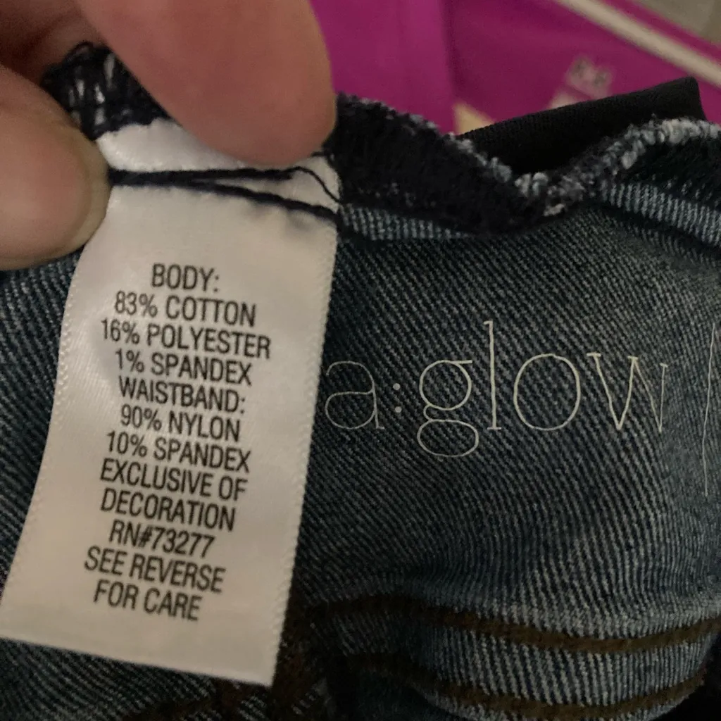 🌞a:glow Medium Wash Embroidered Floral Maternity Denim Jean Shorts #MBG Blue Size undefined - Image 3