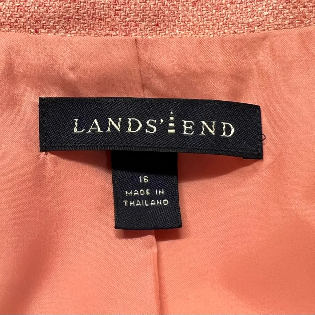 Lands End Womens Wool Linen Blend Blazer Size 16 Preppy Office Career Mature - Image 6