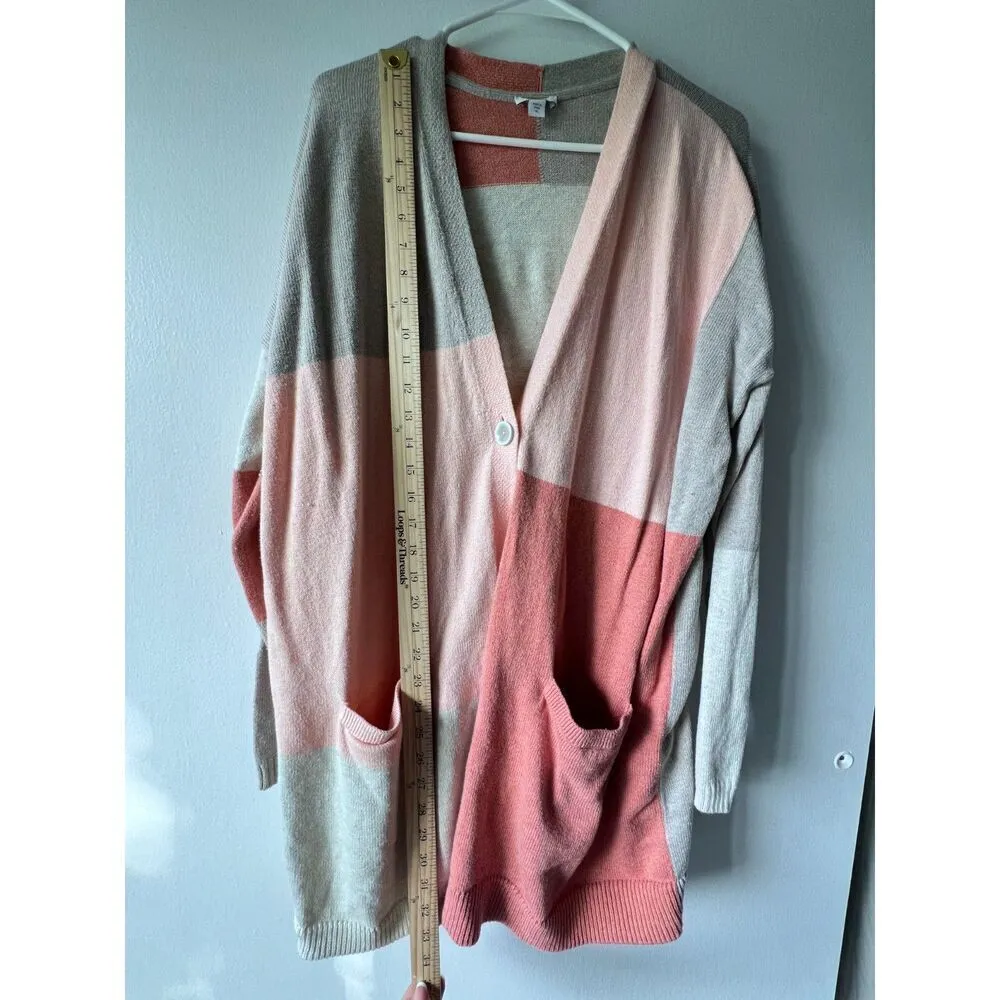 Pure jill Women's Cardigan long sleeve cotton comfortable front pockets Size XL Pink - Image 4