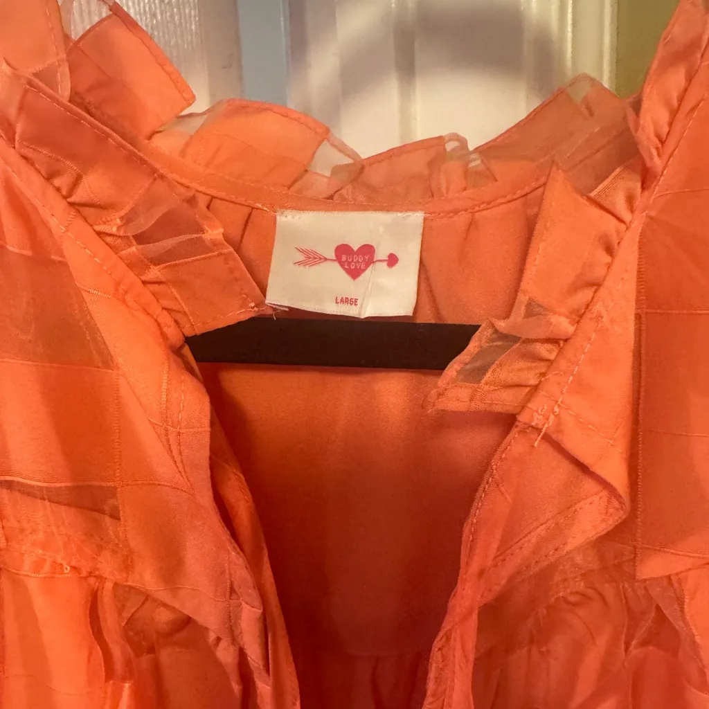 Buddy Love Coral Checkered Mini Dress Pink Size L - Image 7