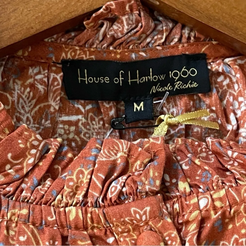 House of Harlow 1960 Floral Ruffle Neck long sleeve Top size M NWT - Image 7