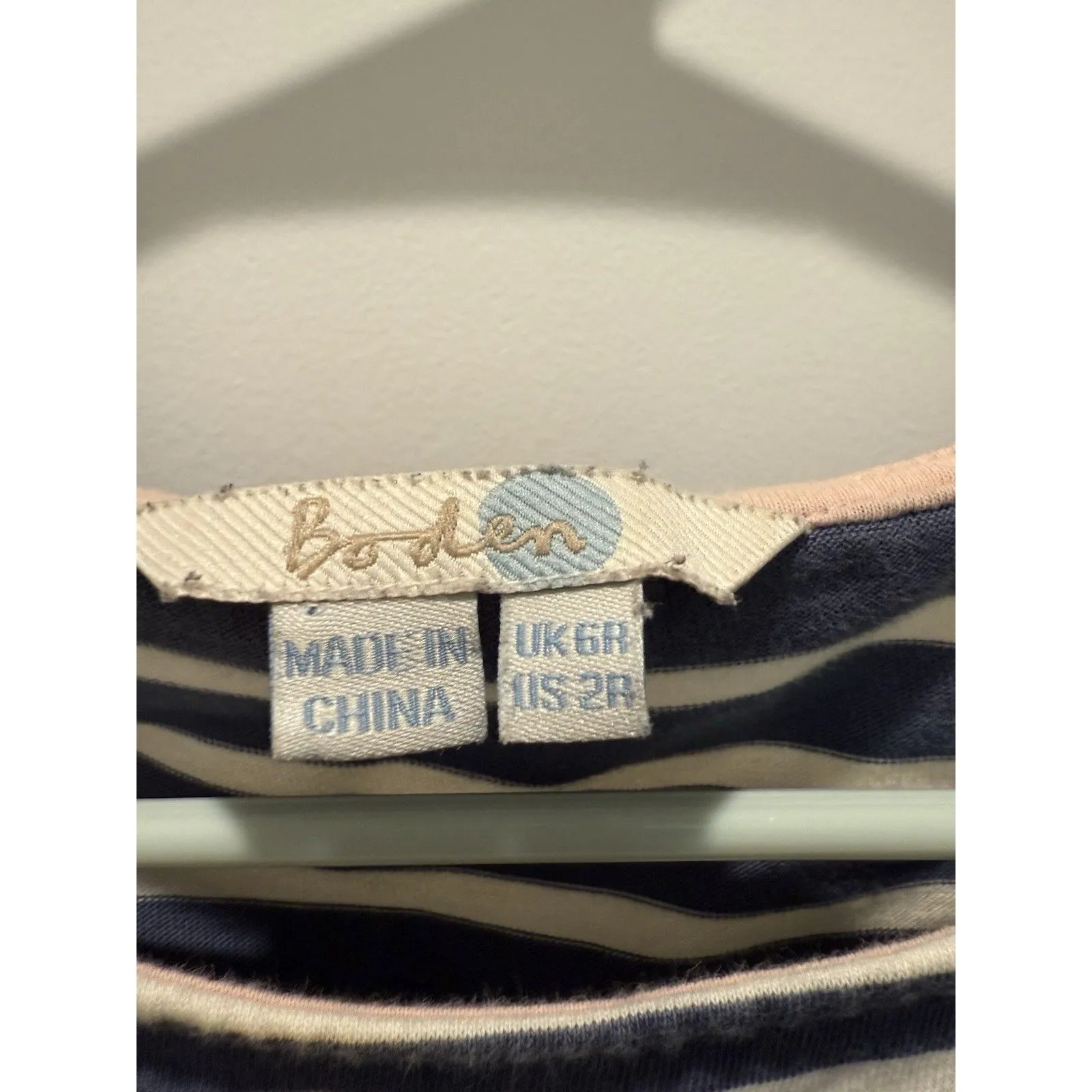 Boden Dress Blue White Striped Crew Neck Cotton Pullover 3/4 Sleeve Sz 2 - Image 2