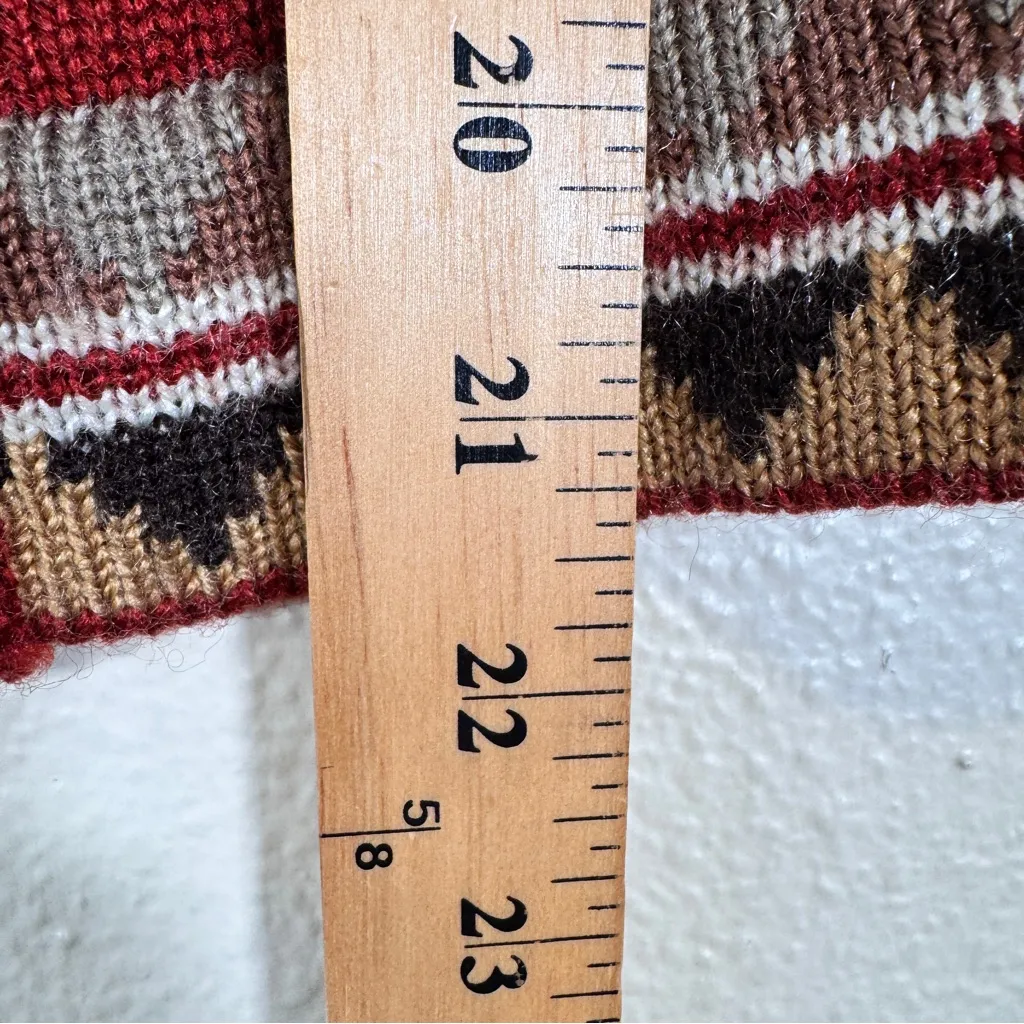 Vintage 70s Vicki Volts Red Grey Sweater Vest Womens S Fall Warm Hippie Folk - Image 3