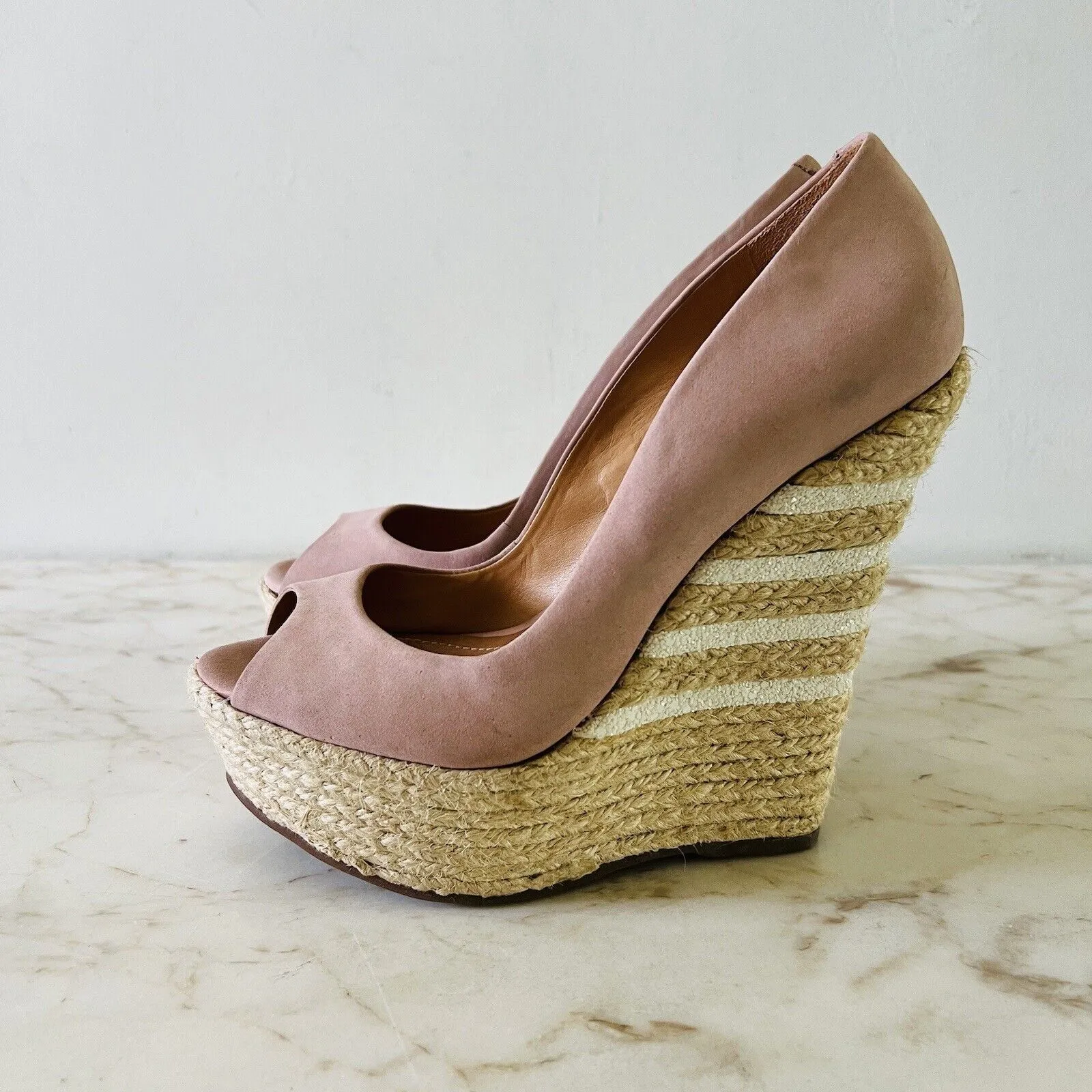 SCHUTZ Gabrielle Pink Wedge Platform Open Toe Pump - US 7 - Image 4
