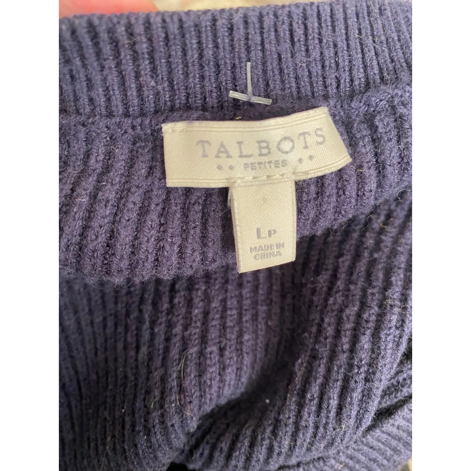 Talbots Navy Blue Cotton Long Sleeve Sweater Size LP - Image 6