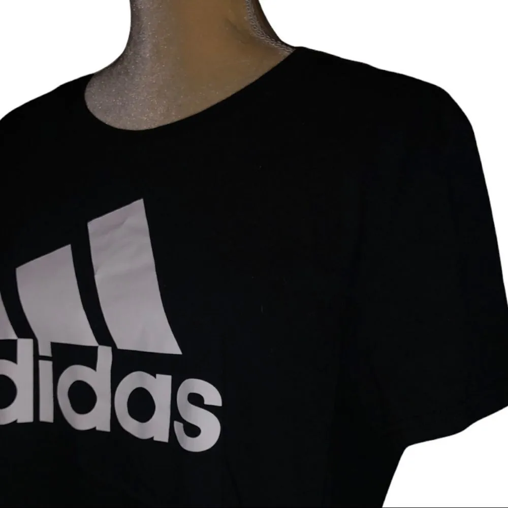 Adidas black T-shirt with white logo front - Image 5