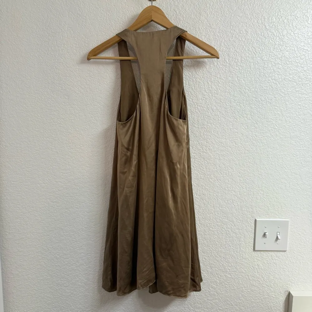 Black Halo Ruffles Silk Dress Tan Brown Size 4 - Image 2