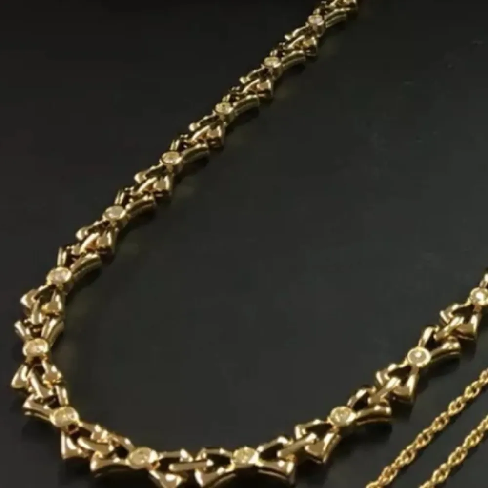 Nina Ricci gold and crystal bow chain necklace - Image 7