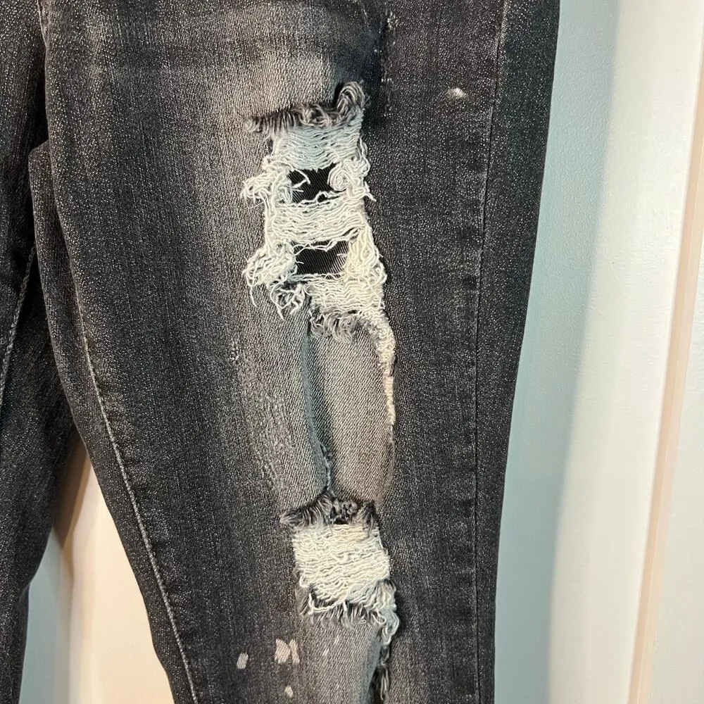 Judy Blue Women’s Black Distressed Boyfriend Fit Jeans Size 5 - Image 4