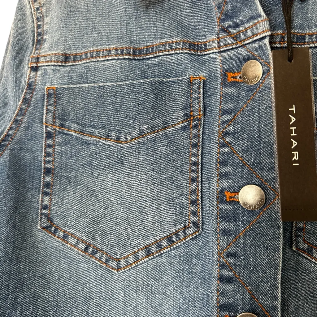 NWT Elie Tahari Glacier Wash Button Down Collared Jean Jacket with Pockets Sz M - Image 3