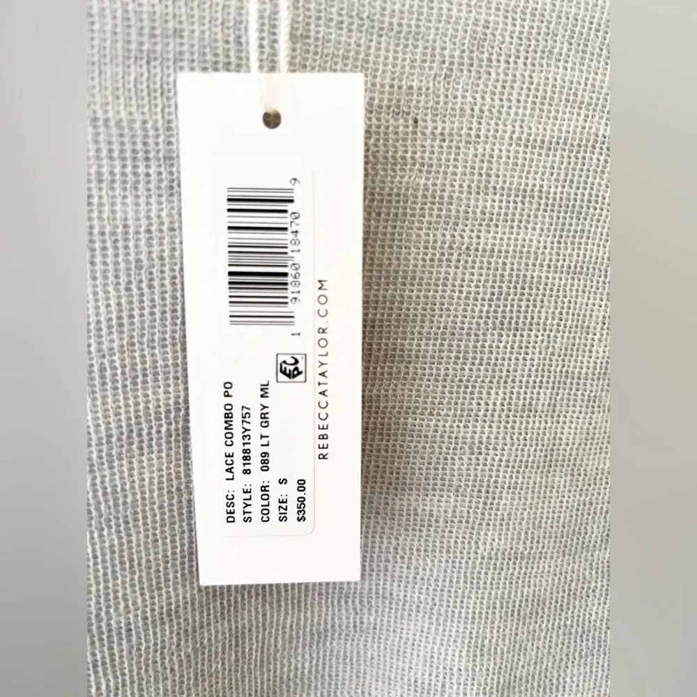 Rebecca Taylor Gray White Lace Combo Pullover Alpaca Wool Sweater Size S - Image 14