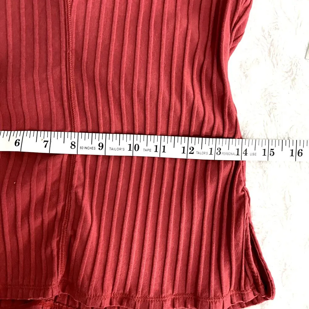 Free People Movement Pink Rose Ribbed Henley Short Sleeve Boho Athletic Top L - Image 11