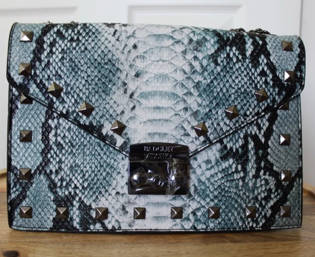 Badgley Mischka | Light Blue Vegan Leather Crossbody Purse - Image 1