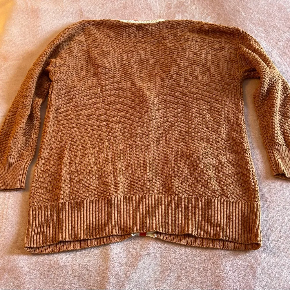NWOT Aerie brown red and white oversized letterman sweater cardigan size XS - Image 2