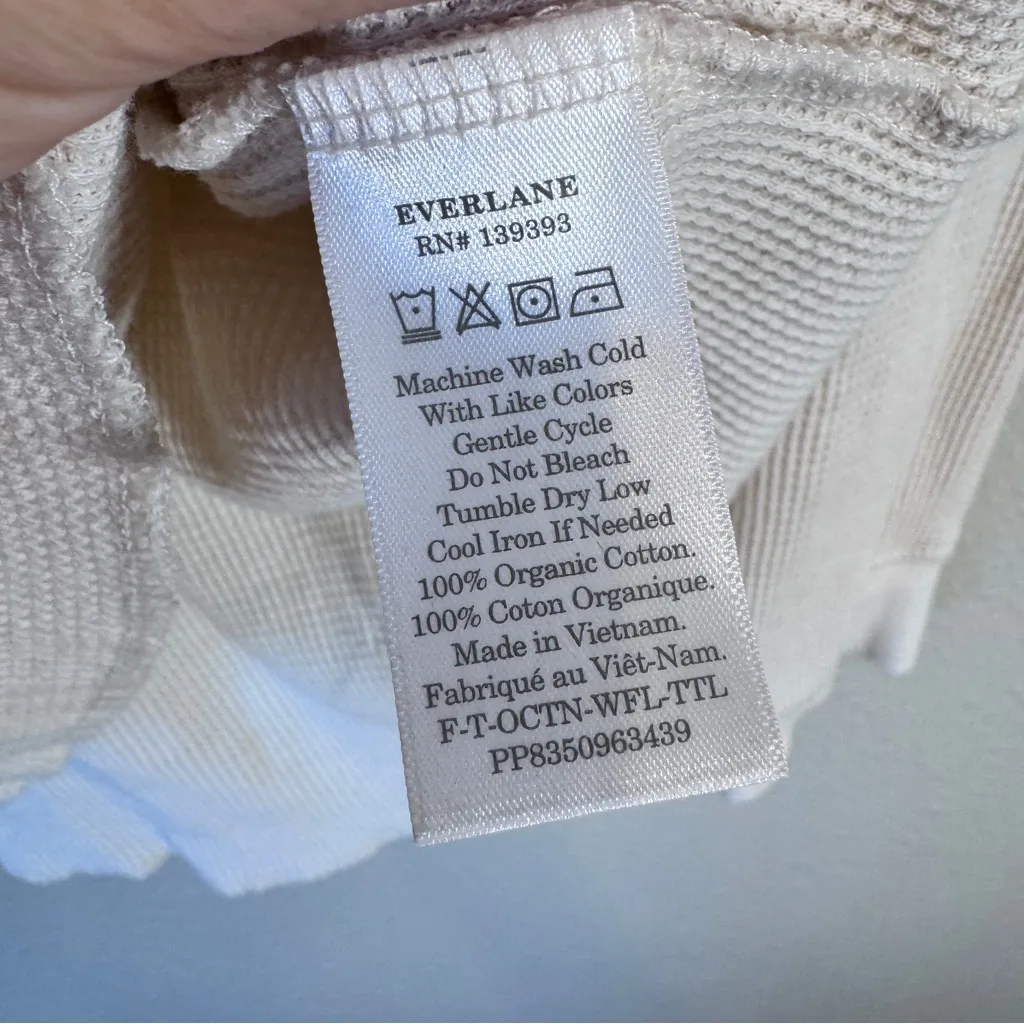 Everlane Cream Thermal Knit Turtleneck Sweater Womens M Organic Cotton Casual - Image 6