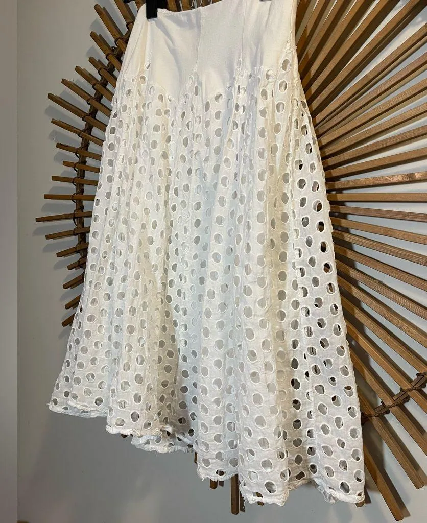 Passports Women’s Textured Midi Skirt Elegant White Boho Euro Summer Layered 🪬🧿 - Image 5