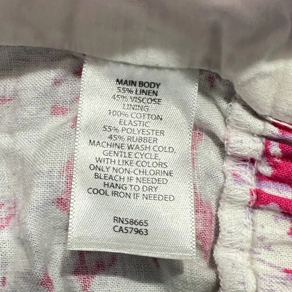 Open Edit White Pink Puff Sleeve Linen Blend Crop Top Women's Size XXS NWT - Image 5