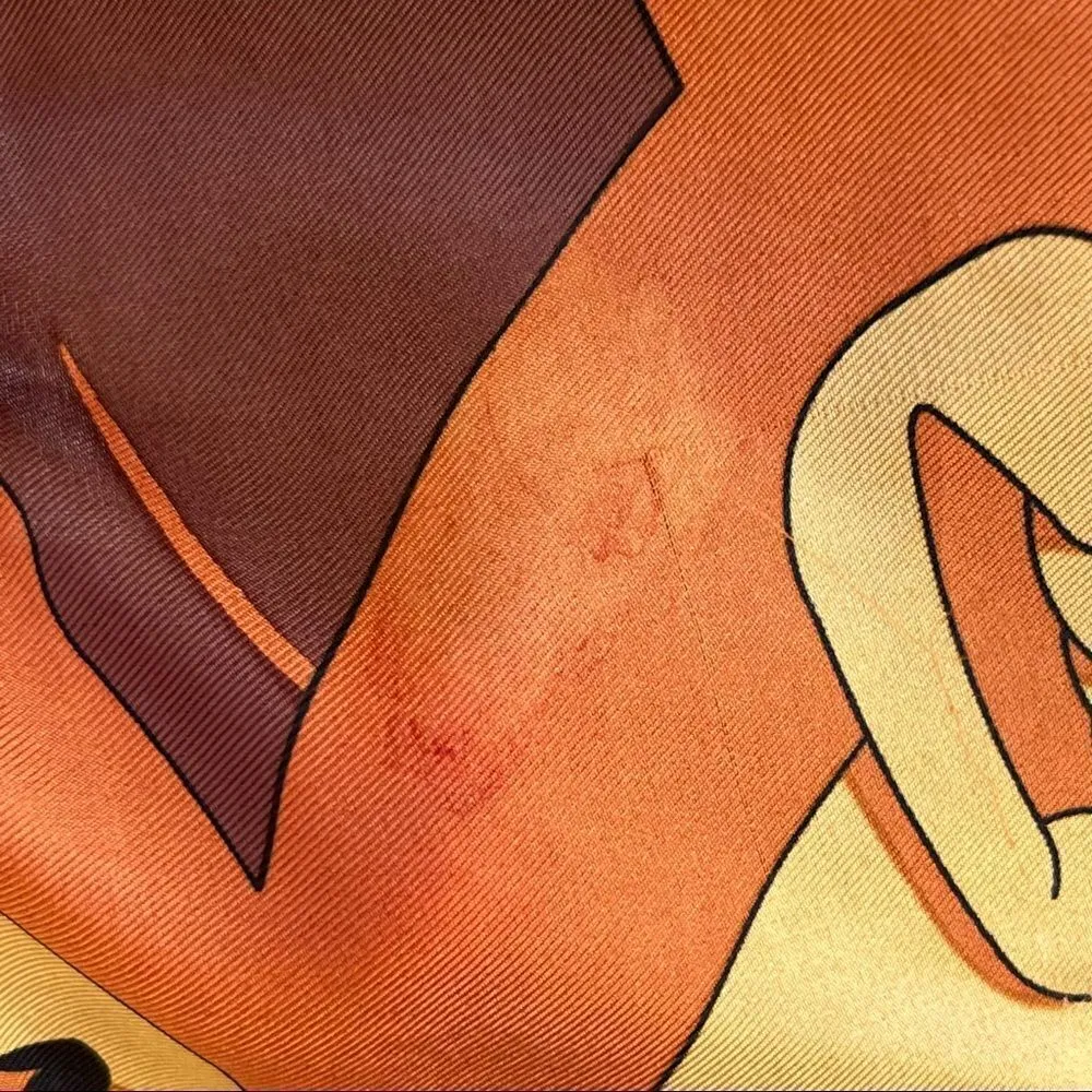 Vintage Echo Silk Blend Big Cat Print Scarf Brown - Image 6