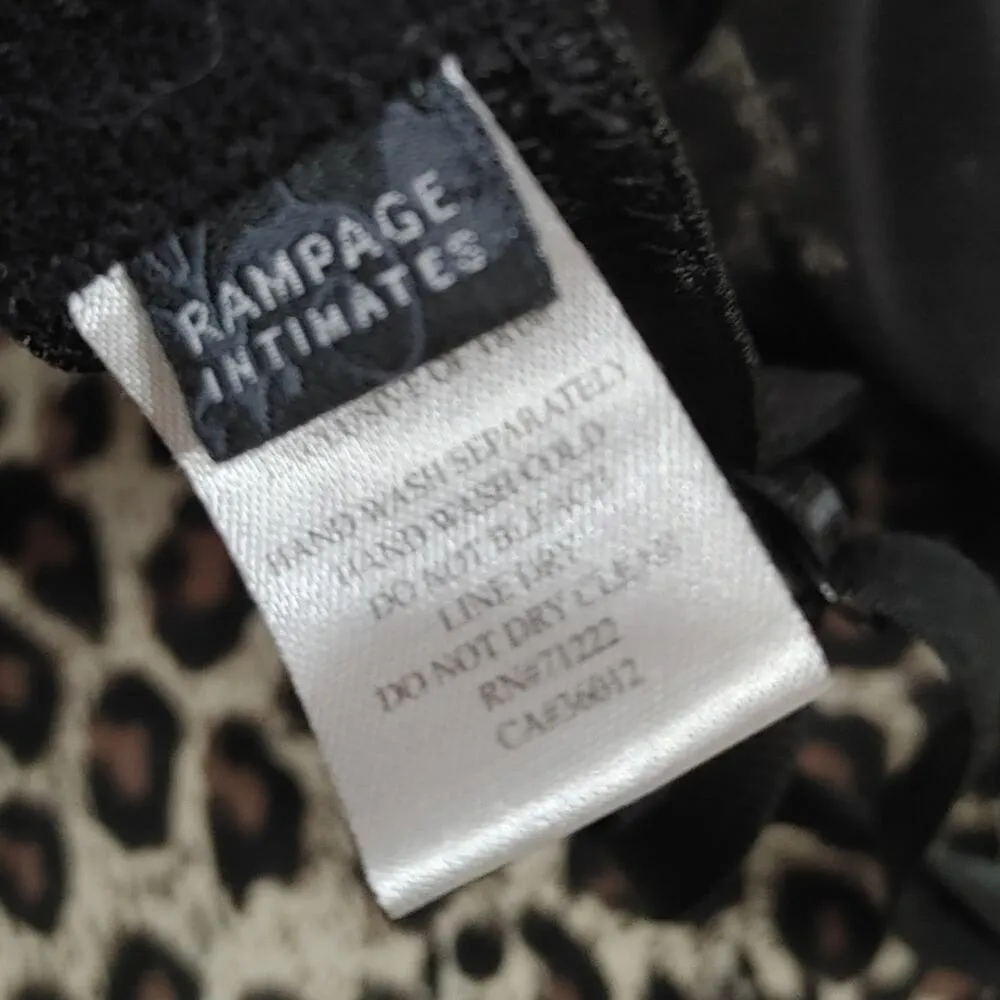 Rampage Intimates Size Large L Cheetah Print Lingerie Black Sexy Sheer Bra Bow - Image 7