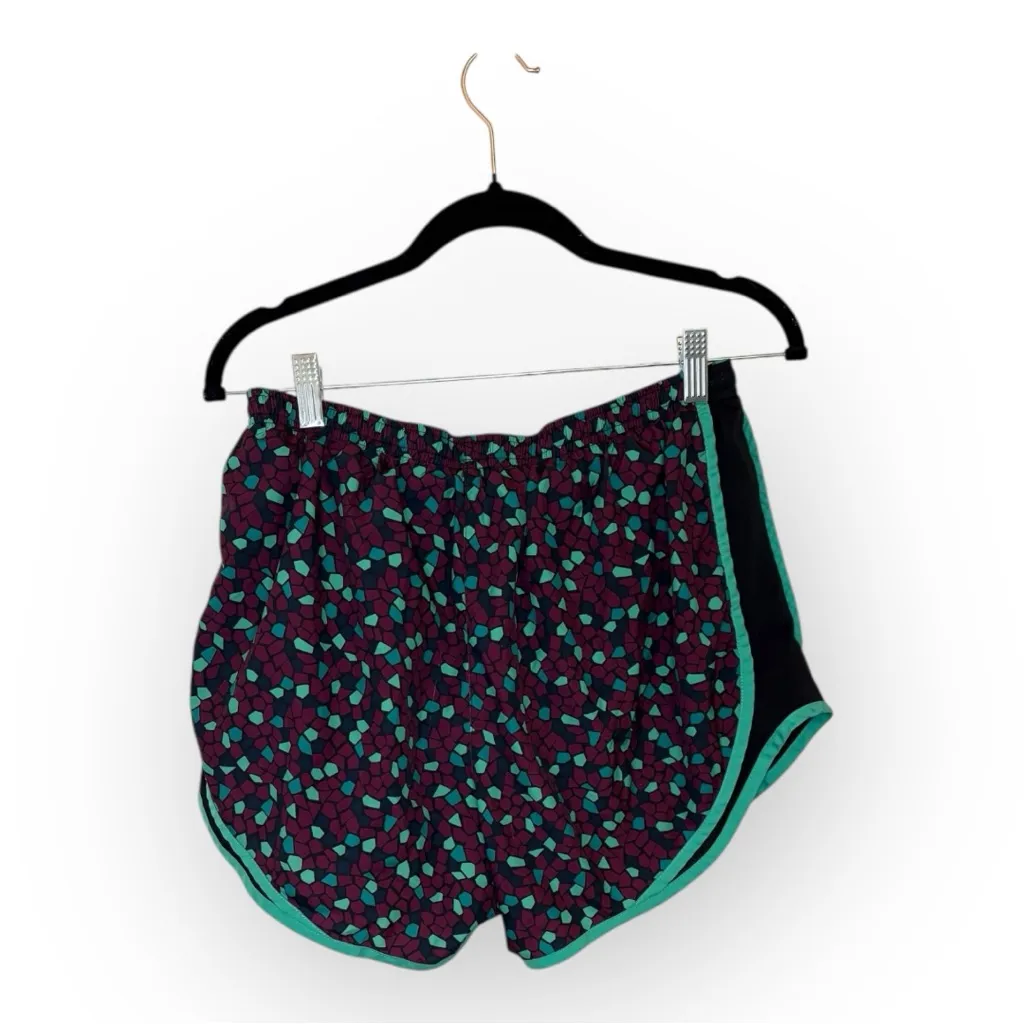 Nike Dri-FIT Green & Black Tempo Running Shorts Mosaic Print Women’s Large - Image 2