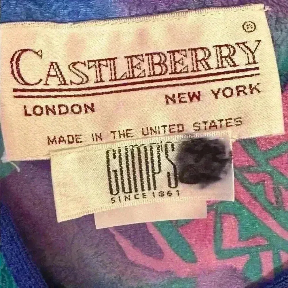 VTG Castleberry Womens Jacket Blazer Blue Purple Satin Button Down S/M Multiple - Image 5