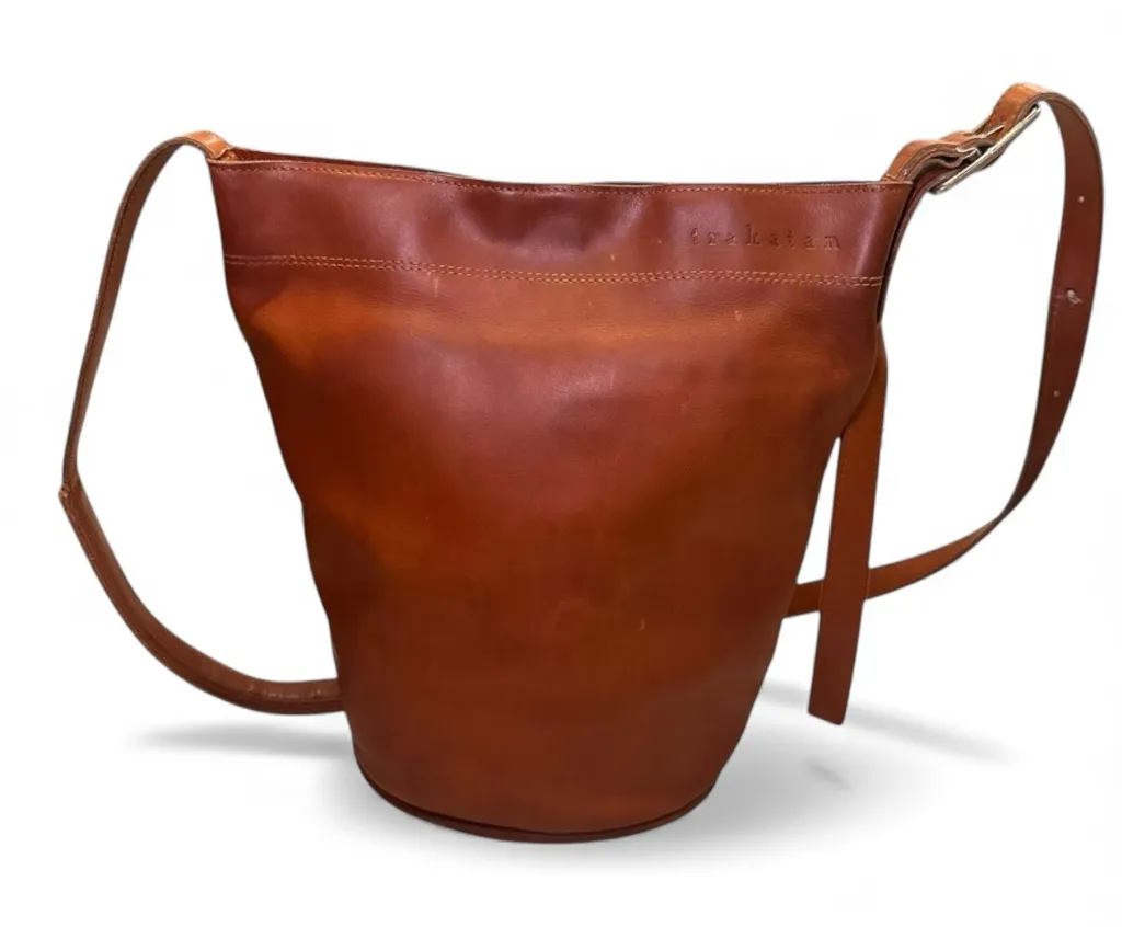 Trakatan Handmade Italian Leather Bucket Bag Adjustable Strap Cognac Brown - Image 1