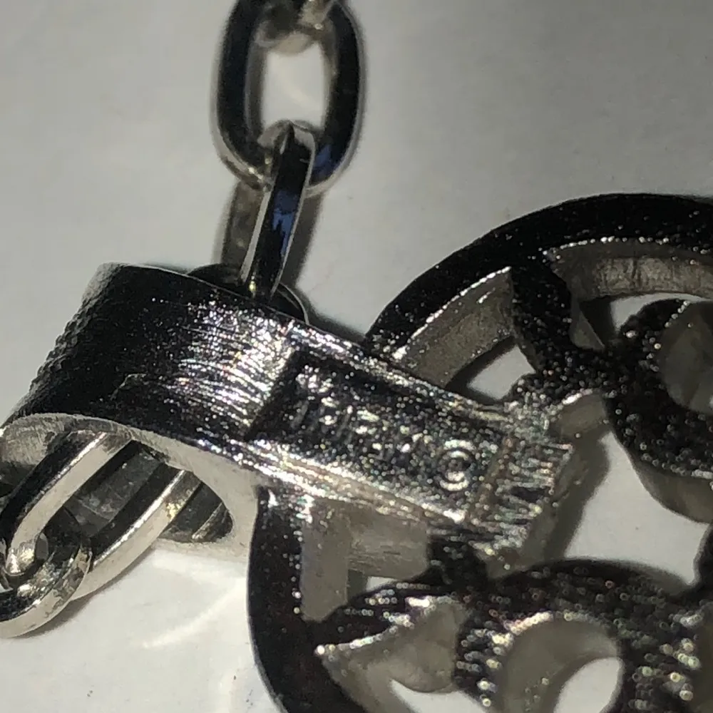 Trifari Crown Silver Tone Vintage Cutout Pendant Boho Statement Necklace - Image 7