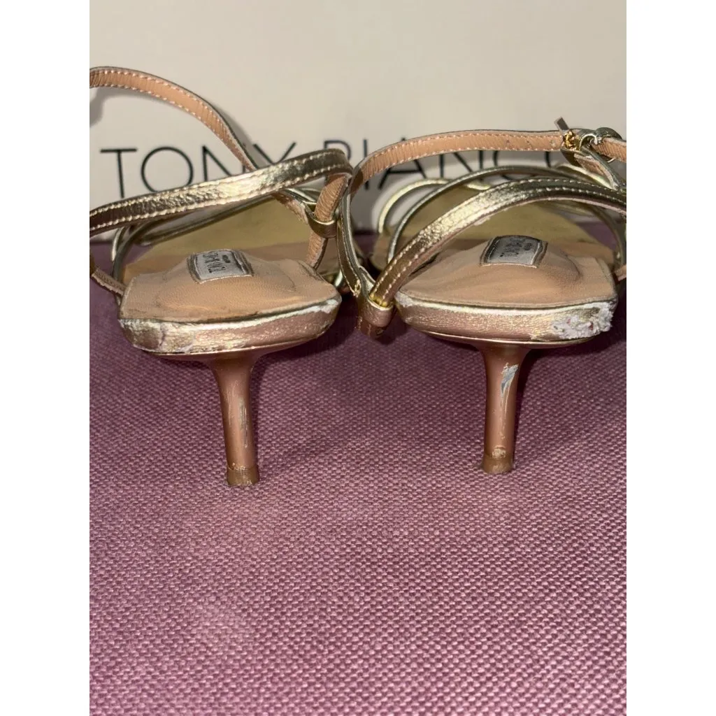 Tony Bianco Florida Sandals in Gold Nappa Metallic Gold 8 Womens Low Heels - Image 8