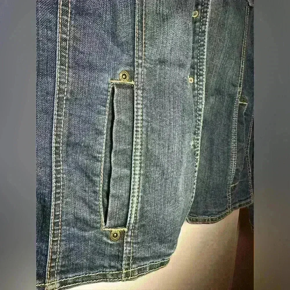 VTG Gitano Women’s 90’s Jean Jacket Blazer. Size: XL. Double pockets Blue - Image 3