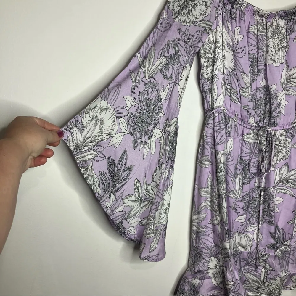 Bardot‎ Britt Lavender floral off the shoulder dress size 4/XS - Image 4