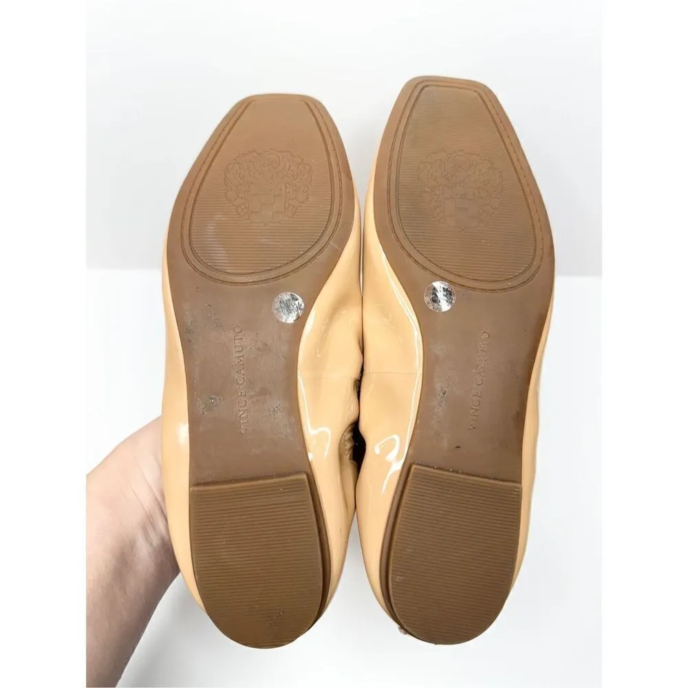 Vince Camuto Flats Womens Size 6 Tan Patent Leather Slip On Ballet Shoes - Image 9