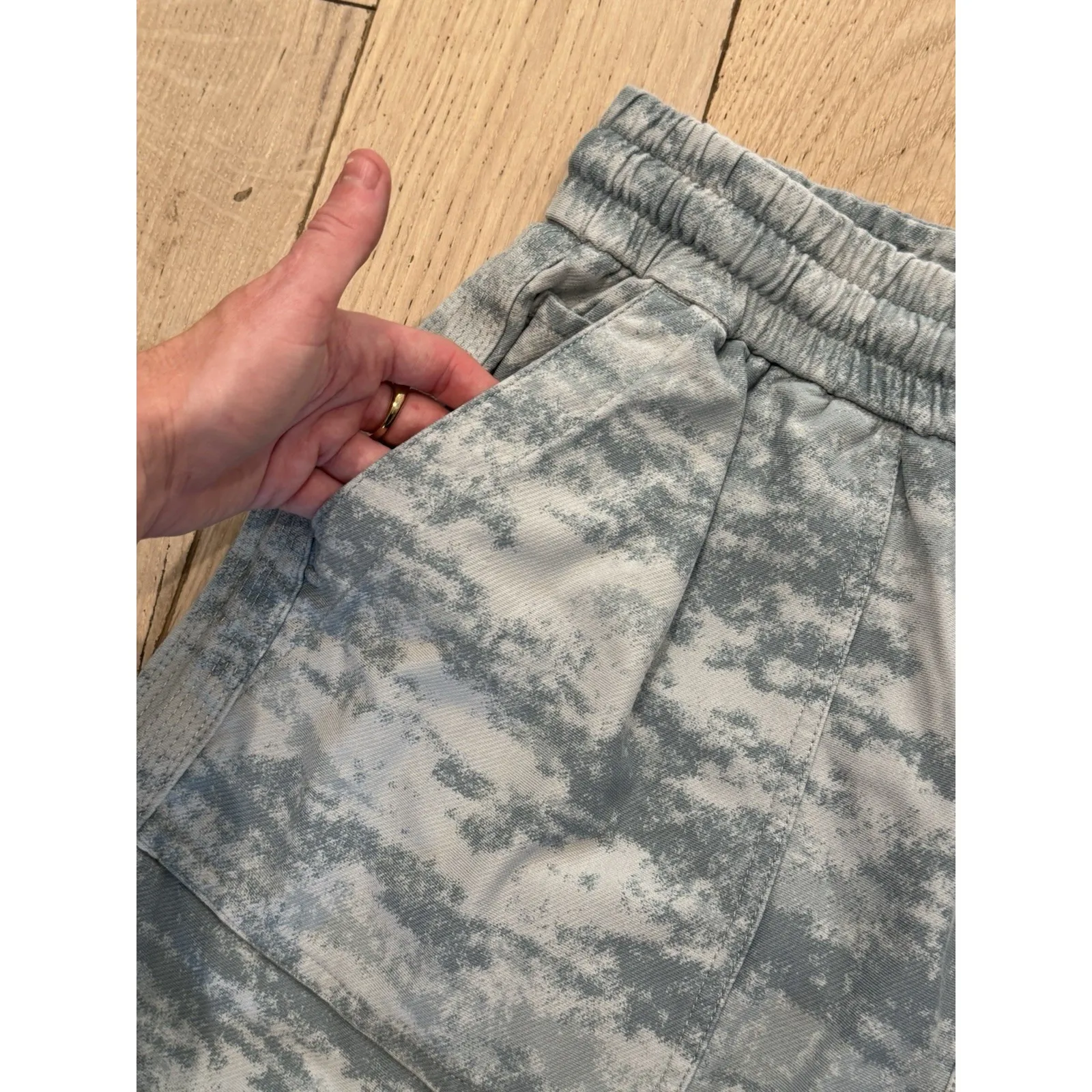 Womens Athleta Shorts‎ Farallon Lounge Drawstring Cotton High Waisted Blue Sz 1X - Image 2