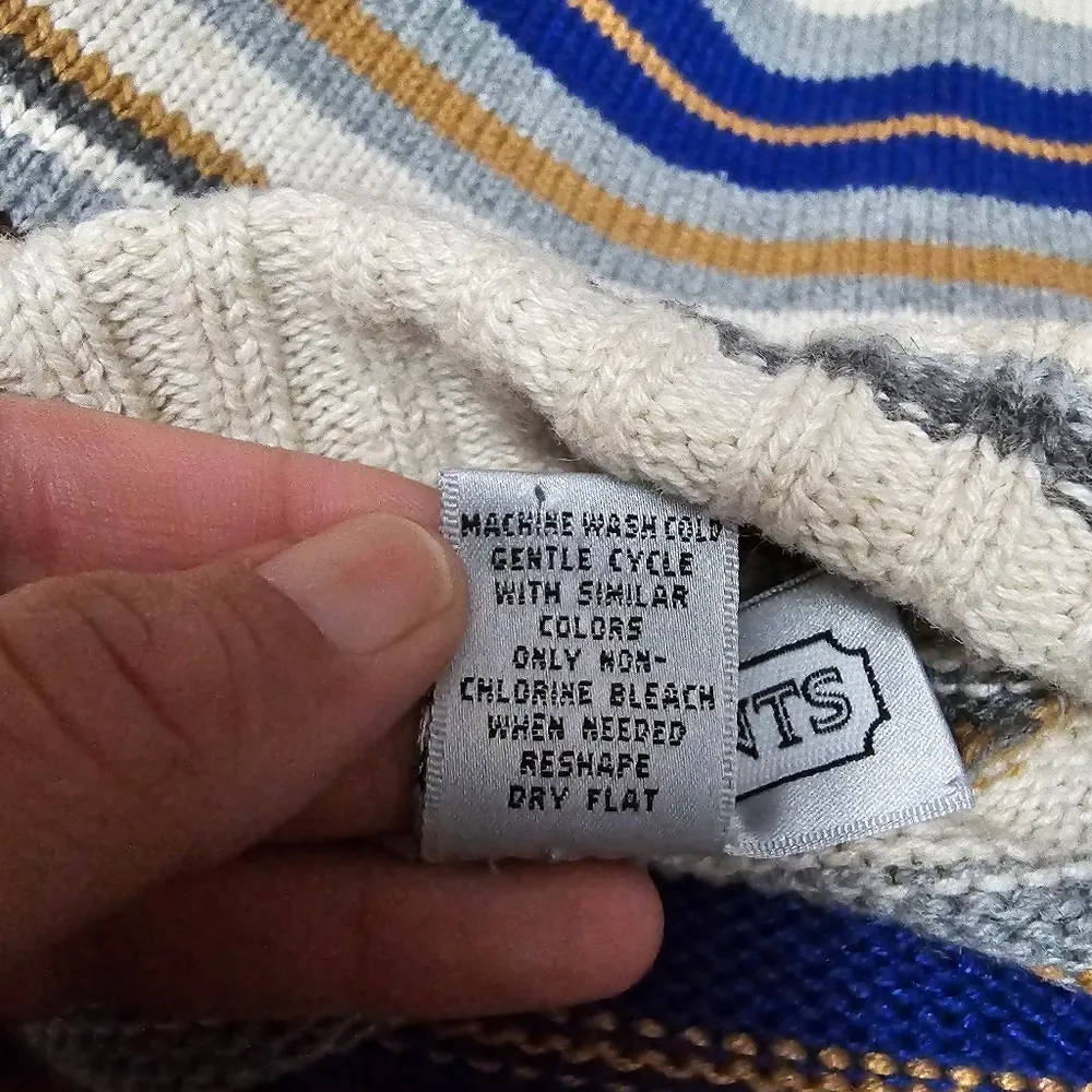 Vintage Investments Blue & Brown Striped Full Zip Collared Cardigan Size Medium - Image 6